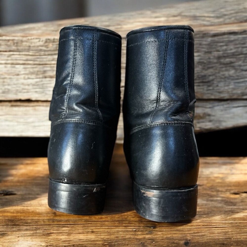 Justin Junior vintage Kiltie Roper Black Lace Up Durable Leather round toe boots - Picture 3 of 9